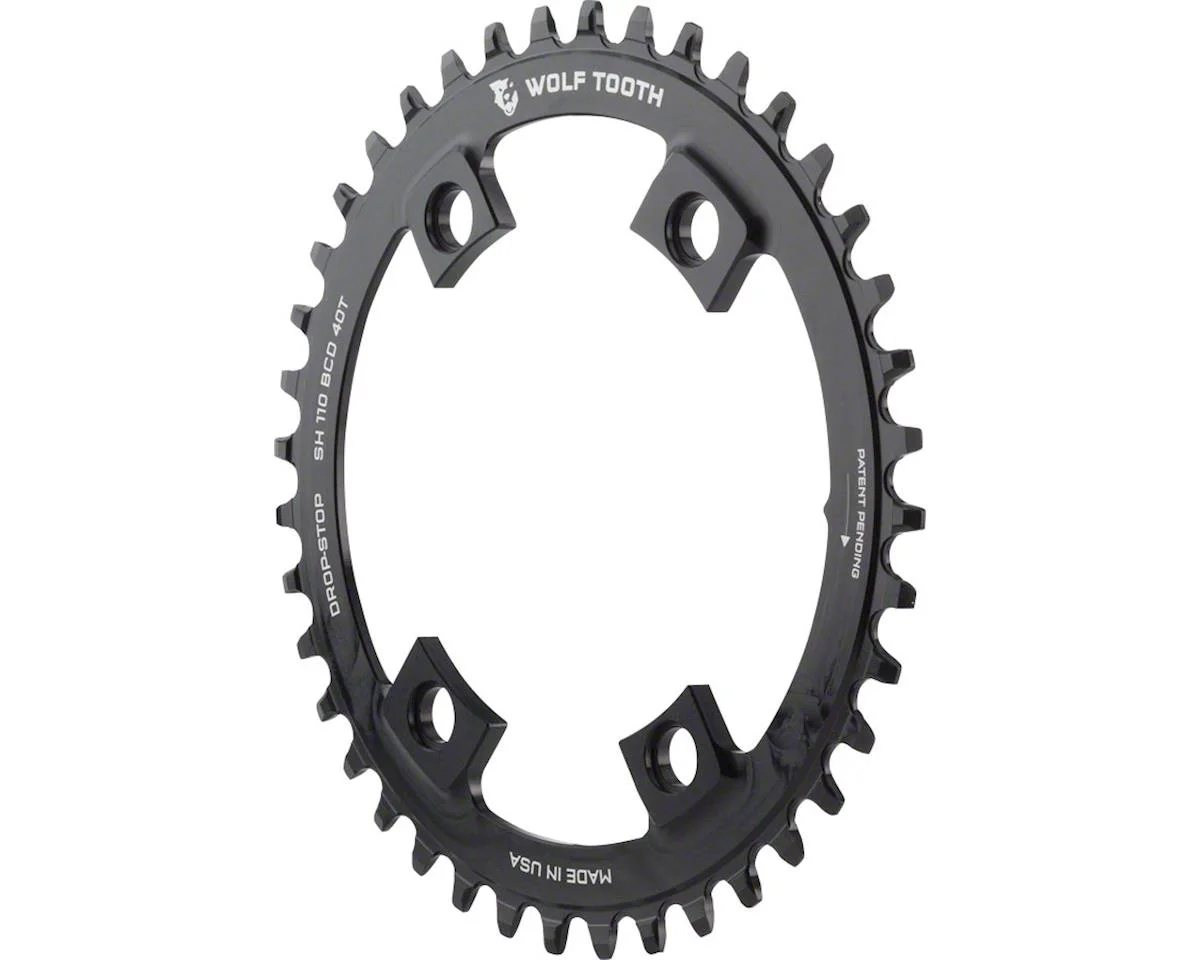 Wolf Tooth Components Shimano 4-Bolt Chainring (Black) (Drop-Stop B) (Single) (42T) (110mm Asym. BCD)